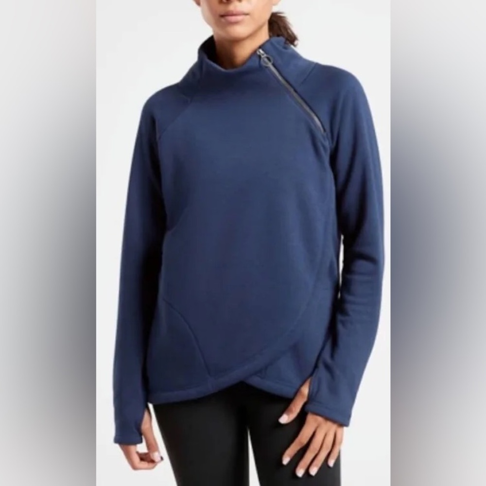 Athleta Cozy Karma Asym Pullover Blue Size M